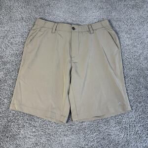 Arctic Cool Shorts Mens 34 Beige Chino Microfiber Stretch Belted 10 In Inseam